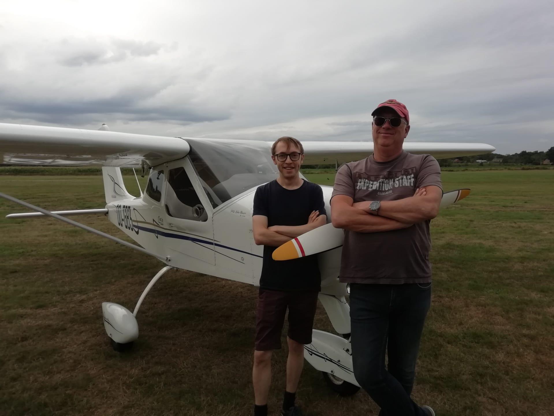 Eric and myself in front of OO-G83, after my first solo-flight, August 14, 2019 at EBZH